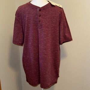 Burgundy Heathered 3-Button Henley by Lee NWT